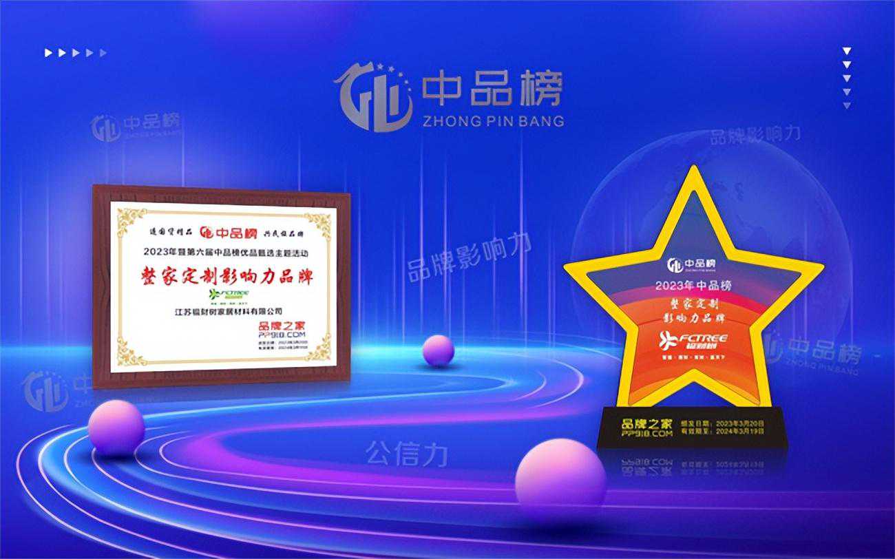 喜讯！福财树斩获“中品榜2023年度整家定制十大品牌”荣誉称号